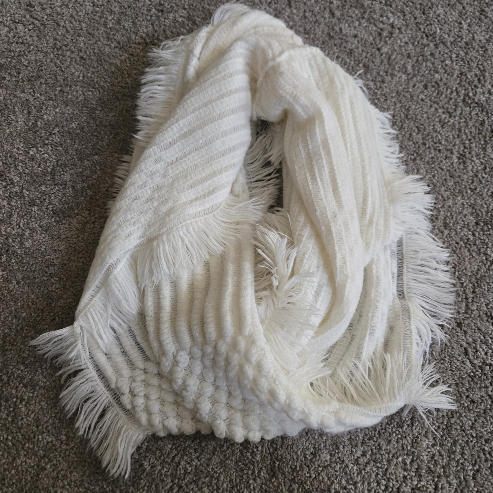 White Plush Infinity Scarf